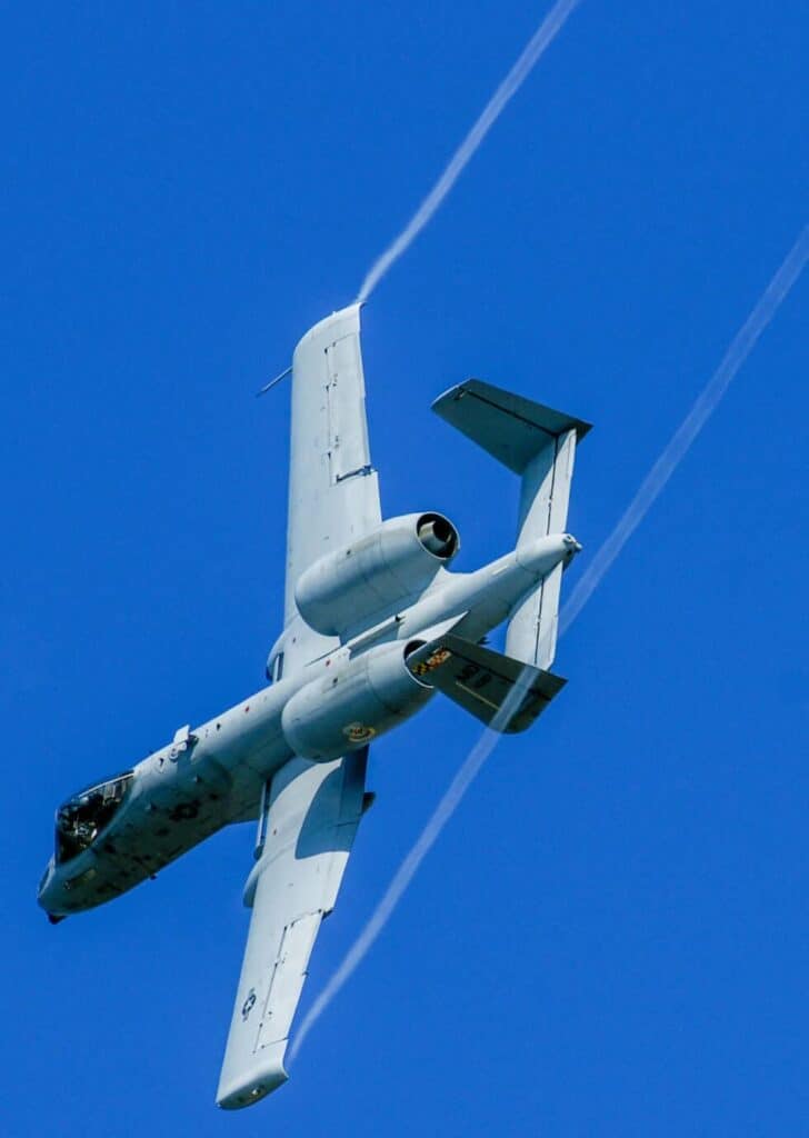 The A10 flying above AirExpo21.  Photo by James Griffith